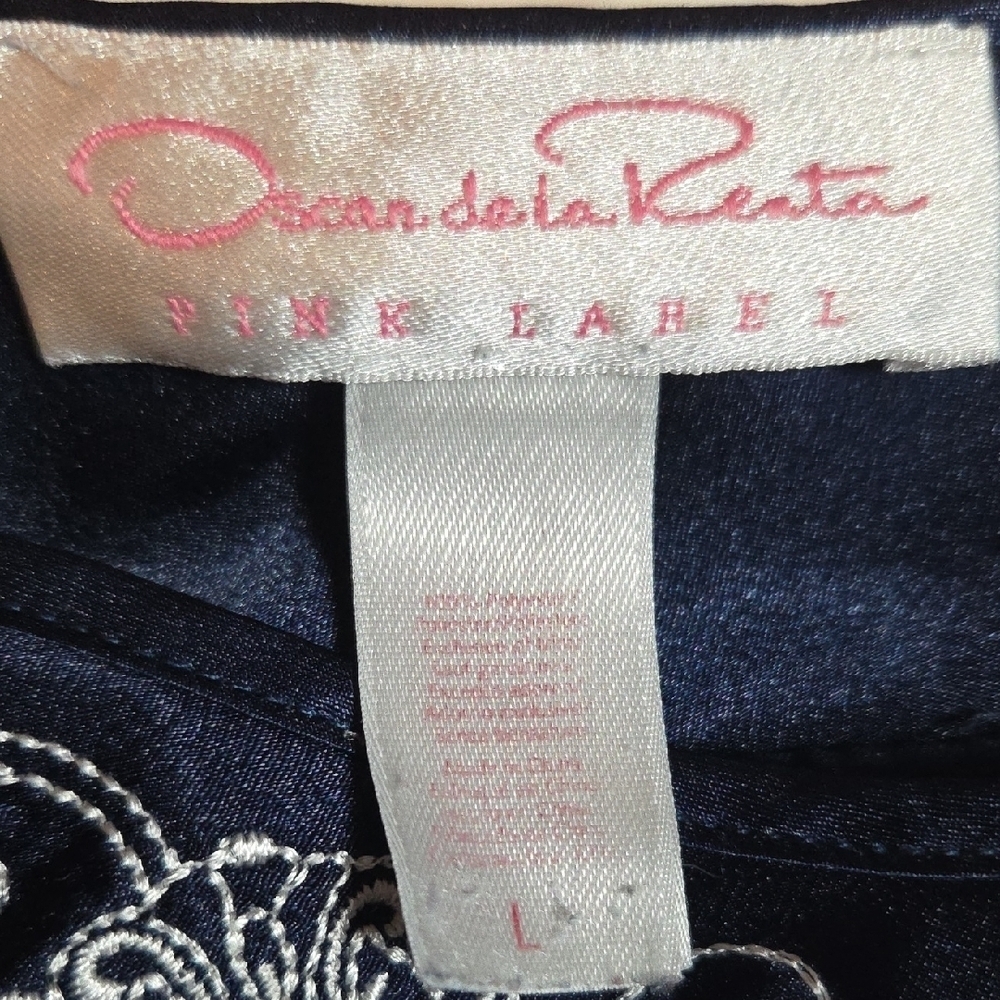 Oscar de la Renta Midnight Blue with Embroidered Neckline - Picture 2 of 4
